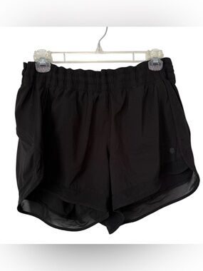 Athleta mesh racer run black shorts 4”